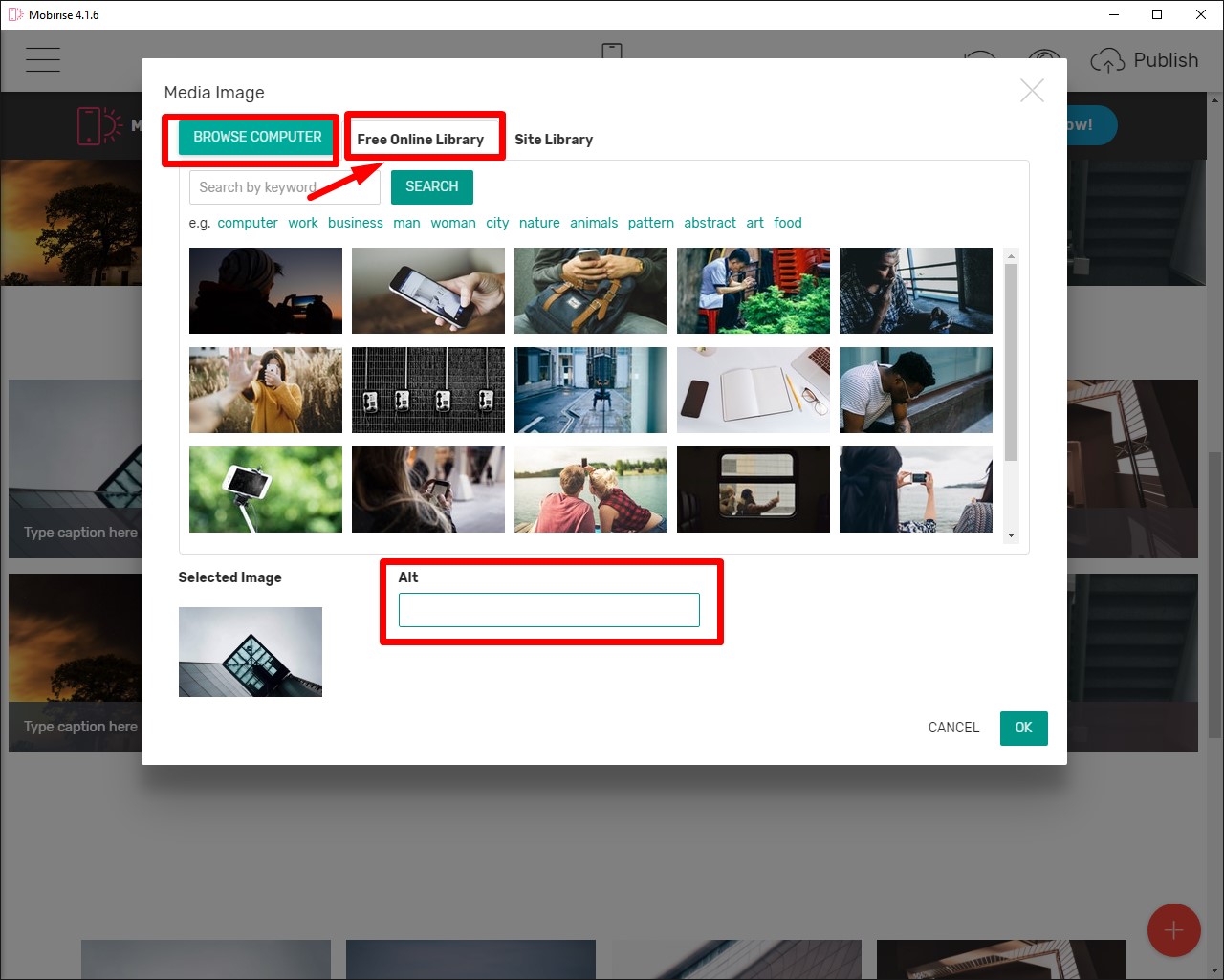 Choosing image